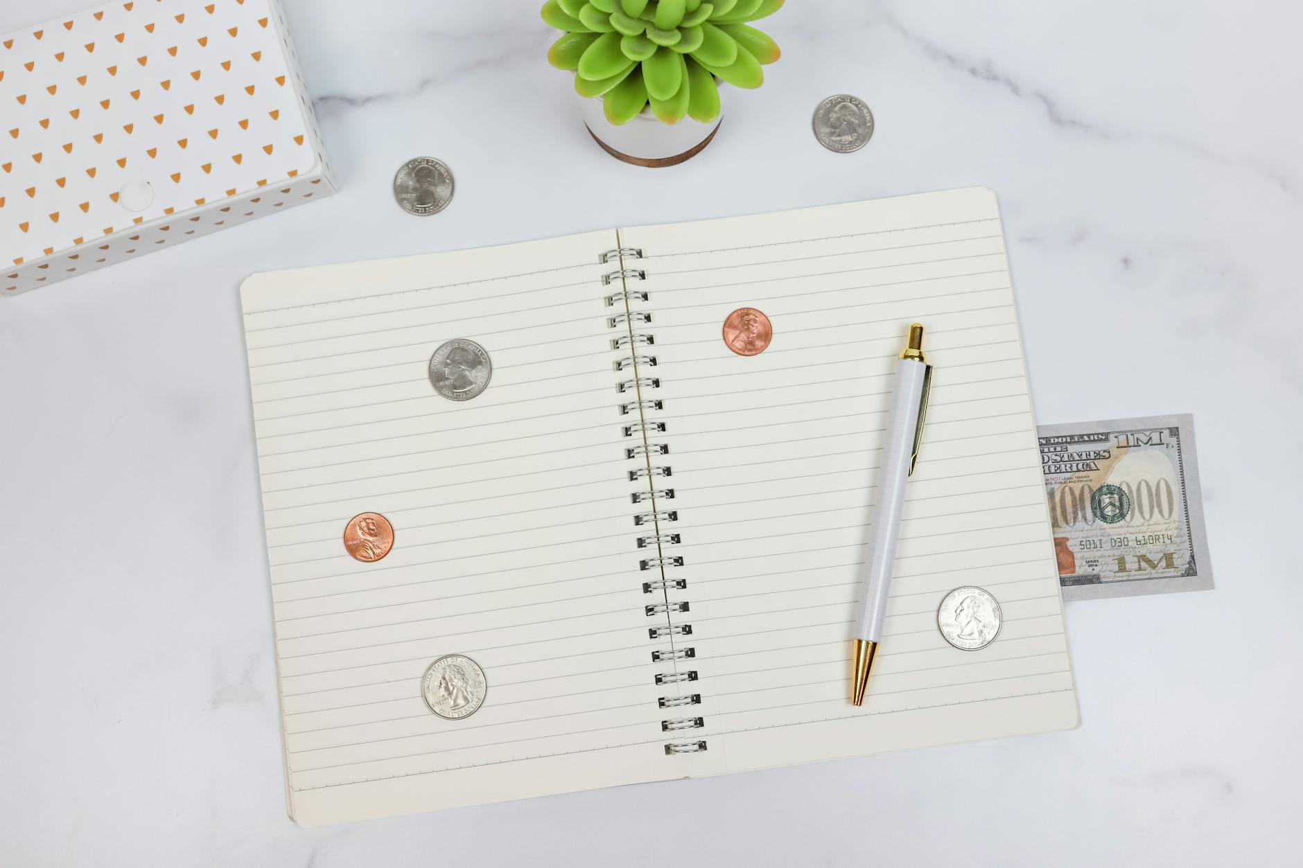 getting paid money and notebook